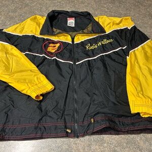 Rusty Wallace Black & Yellow Racing Windbreaker Jacket - Men's